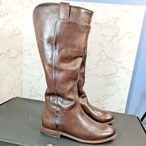 Frye Womens Paige Tall Riding Boots Antiqued Italian Leather Slate Brown Sz 6